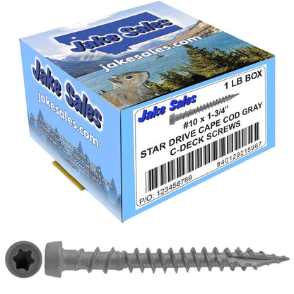 #10 x 1-3/4" Colored Composite Decking Wood Screws with Torx/Star Drive Head (T20 Bit), Exterior Coated, Compatible with Pressure Treated and ACQ Lumber