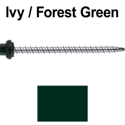 10 X 3" Zinc Aluminum Cap MINI-DRILLER Roofing Screws HI-LO THREAD Zinc Plated Carbon Steel Shank - EPDM Washer - Colored head