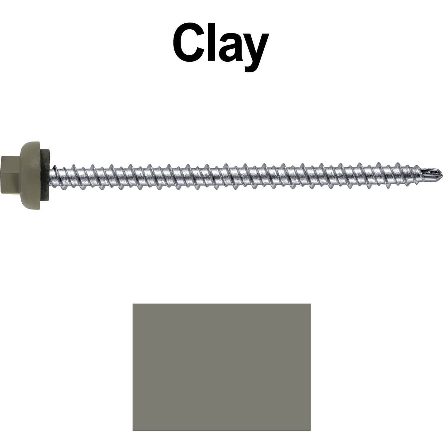10 X 3" Zinc Aluminum Cap MINI-DRILLER Roofing Screws HI-LO THREAD Zinc Plated Carbon Steel Shank - EPDM Washer - Colored head