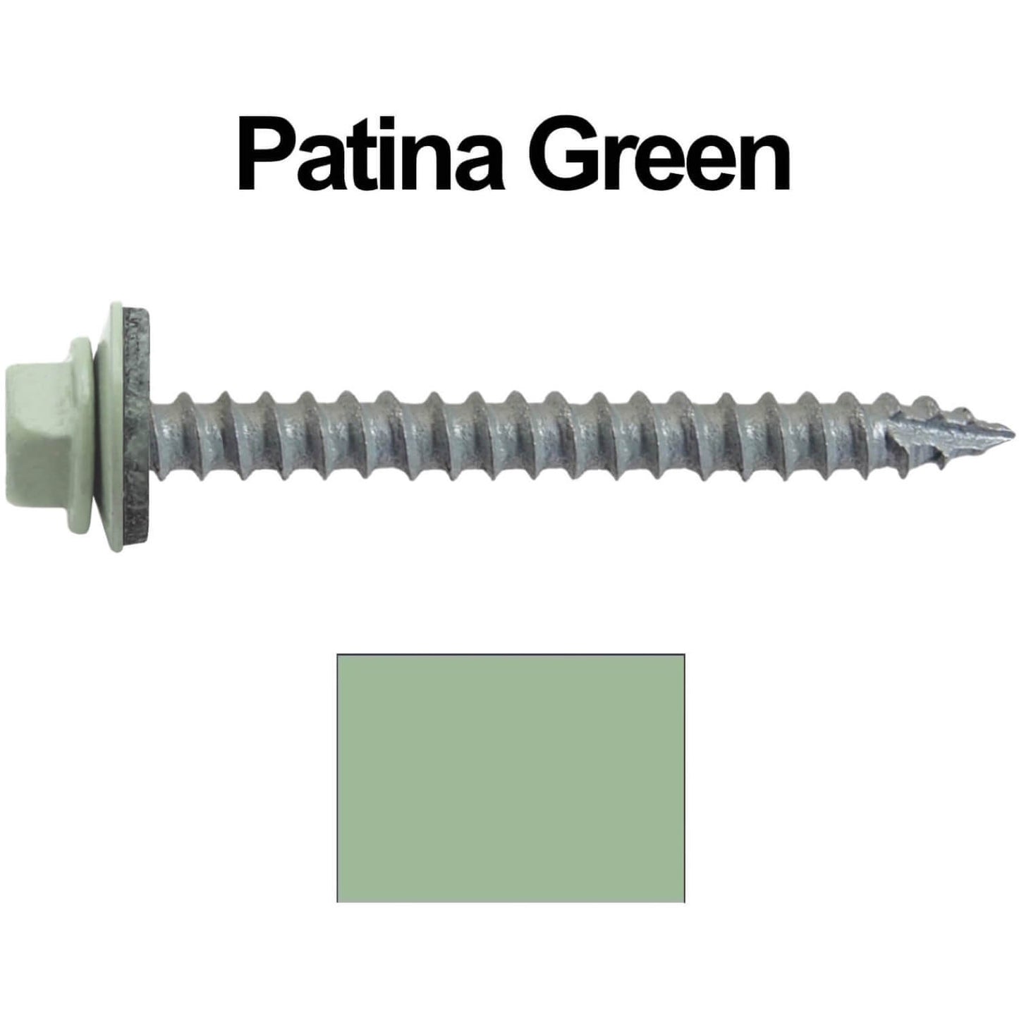 #14  x 2-1/2" Metal ROOFING SCREWS - Hex Washer Head - Self starting/self tapping - EPDM washer. Colored head.