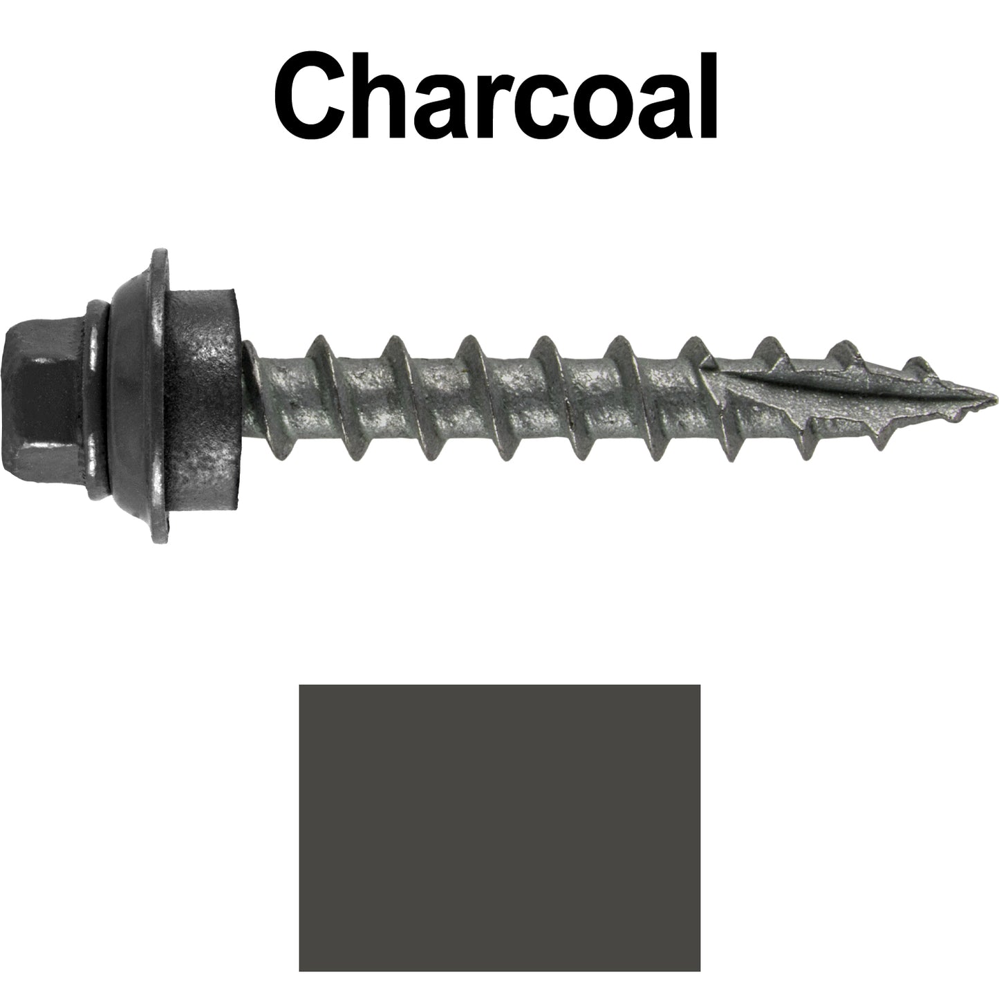 12 X 1-1/2" Metal Roofing Screws For OSB and Plywood - Galvanized Metal to Wood Type 17 Tip - 1/4" Hex Head - Assembled EPDM Washer
