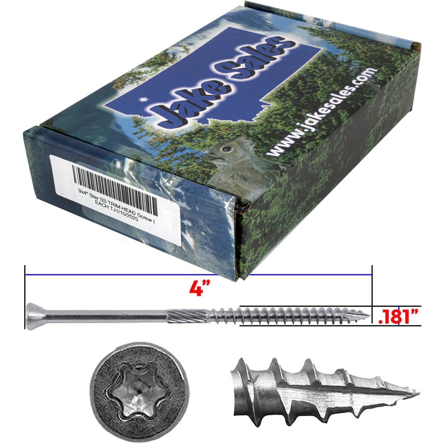#9 Silver Star Stainless Steel TRIM HEAD Screw Torx/Star Head  - Stainless Steel TRIM HEAD Wood Screws