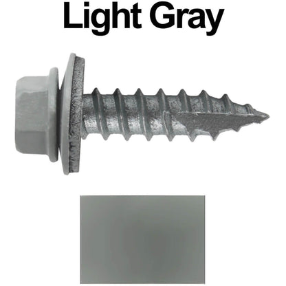 #14 x 1"  Metal ROOFING SCREWS - Hex Washer Head - Self starting/self tapping - EPDM washer. Colored head.