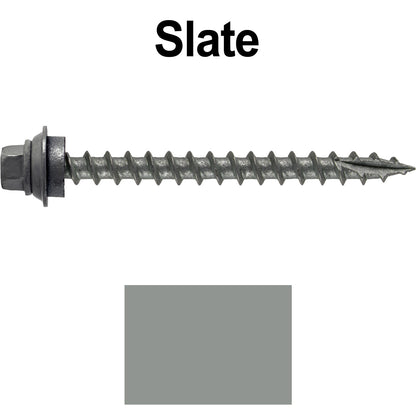 12 X 2-1/2" Metal Roofing Screws For OSB and Plywood - Galvanized Metal to Wood Type 17 Tip - 1/4" Hex Head - Assembled EPDM Washer