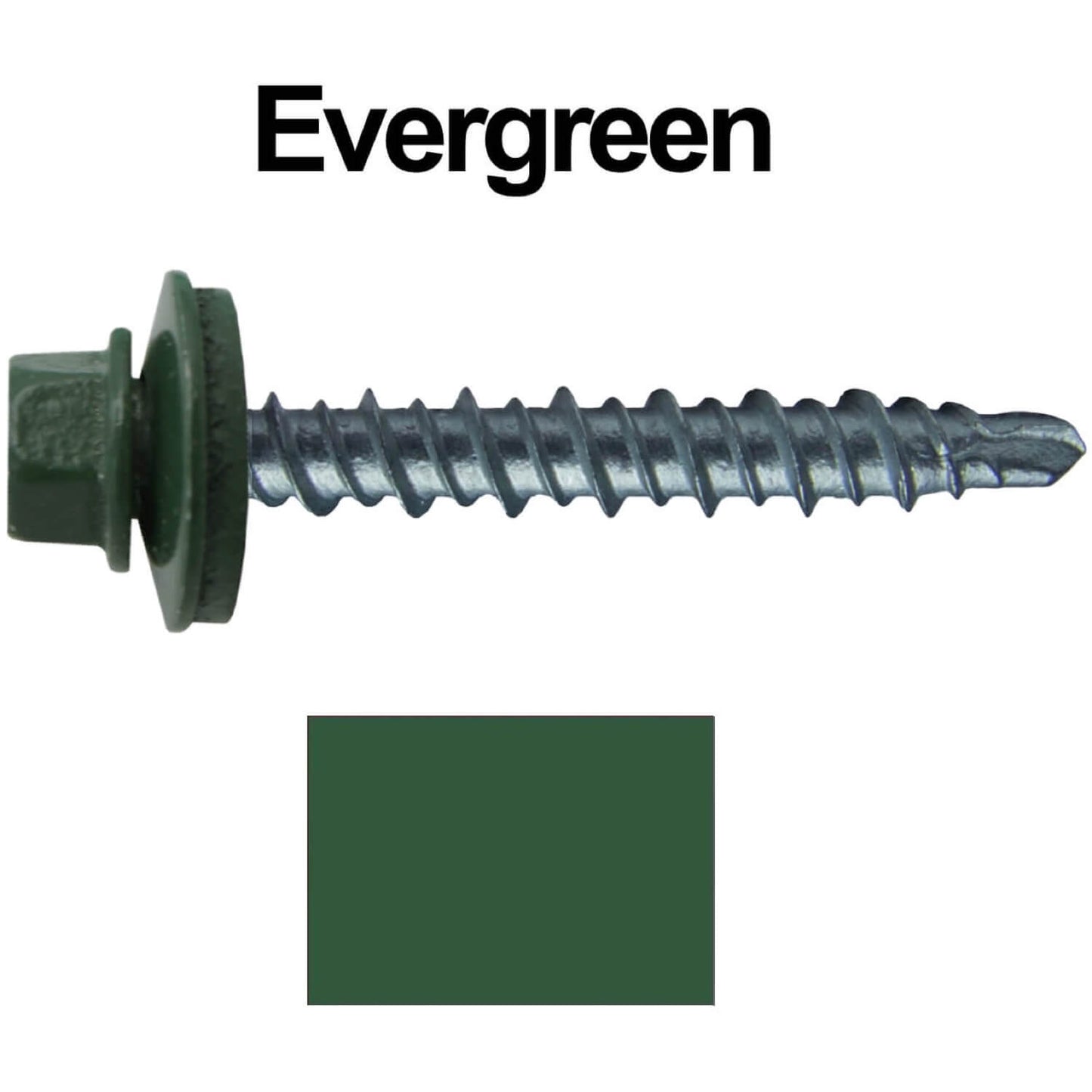 #10 x 1-1/2" Mini Driller Sheet Metal Roofing Screw - Hex Washer Head -  Self starting metal to wood siding screws. EPDM washer. Colored head.