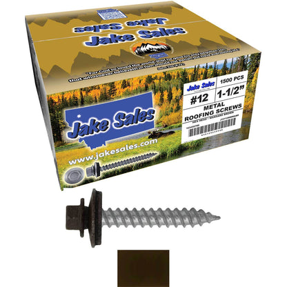 #12 x 1-1/2"  RE-GRIP METAL ROOFING SCREWS - Hex Washer Head - Self starting/self tapping - EPDM washer. Colored head.