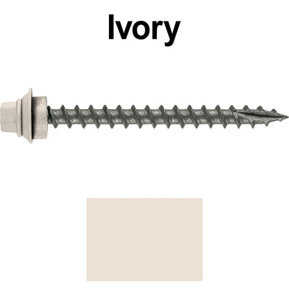 12 X 2-1/2" Metal Roofing Screws For OSB and Plywood - Galvanized Metal to Wood Type 17 Tip - 1/4" Hex Head - Assembled EPDM Washer