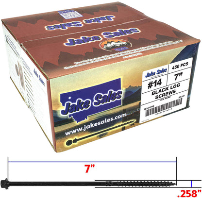 #14 Heavy-Duty Black Timber, Log & Structural Wood Screws - Exterior Coated - Use for Fastening Ledger Boards, Large Timbers, Logs and more.