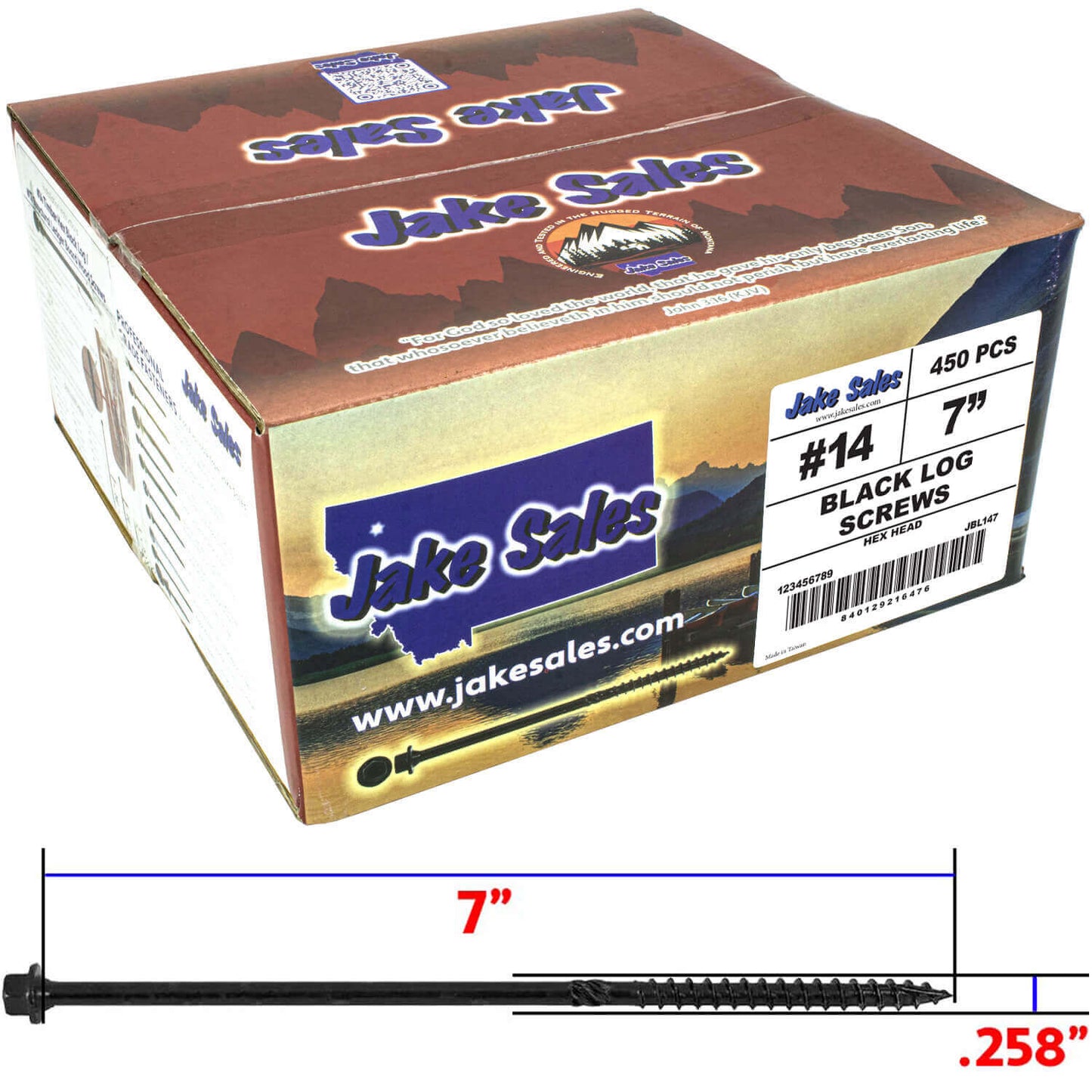 #14 Heavy-Duty Black Timber, Log & Structural Wood Screws - Exterior Coated - Use for Fastening Ledger Boards, Large Timbers, Logs and more.