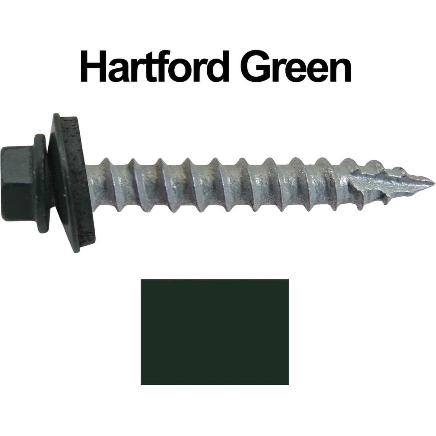 #14 x 1-1/2" Metal ROOFING SCREWS - Hex Washer Head - Self starting/self tapping - EPDM washer. Colored head.