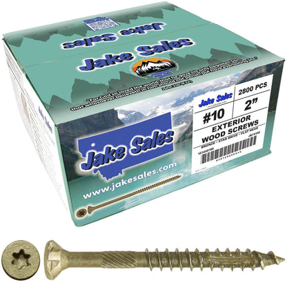 #10 x 2" - 6" Bronze Exterior Coated Wood Screw Torx/Star Drive Head - Multipurpose Exterior Coated Torx/Star Drive Wood Screws