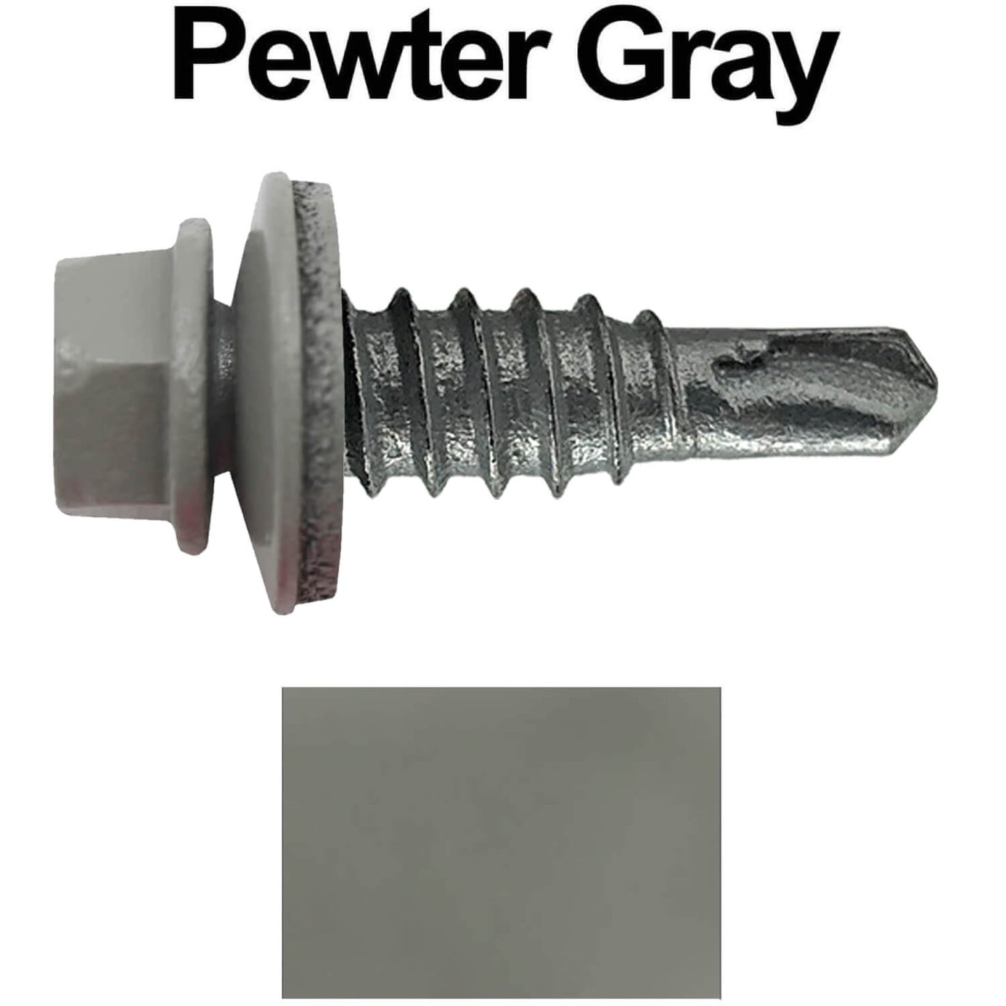 #14 x 7/8" Stitch Tek Metal to Metal Type #1 Roofing Screws - Hex Washer Head - Drill Point - 9/16" EPDM washer.