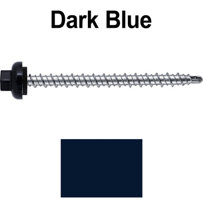 10 X 2-1/2" Zinc Aluminum Cap MINI-DRILLER Roofing Screws HI-LO THREAD Zinc Plated Carbon Steel Shank - EPDM Washer - Colored head