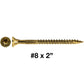 #8 Yellow Zinc Coated General Purpose Wood Screws. Torx/Star Drive Head - Multipurpose Torx/Star Drive Wood Screws