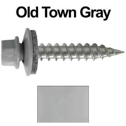 #9 x 1" Stainless Steel Metal Roofing Screws - Hex Washer Head - Self-Piercing (SP) tip metal to wood siding screws. EPDM washer. Colored head.