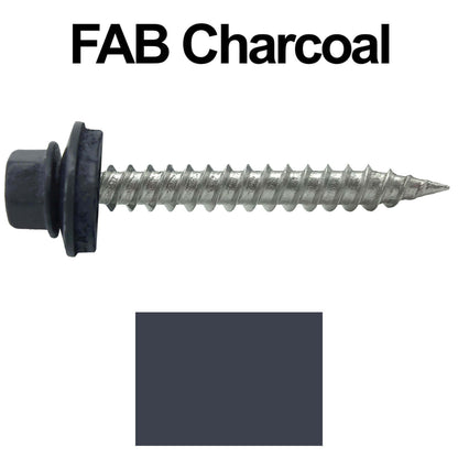 #9 x 1-1/2" Stainless Steel Metal Roofing Screws - Hex Washer Head - Self-Piercing (SP) tip metal to wood siding screws. EPDM washer. Colored head.