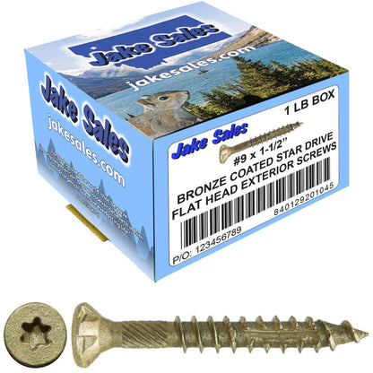 #9 x 1-1/2" - 3-1/8" Bronze Exterior Coated Wood Screw Torx/Star Drive Head - Multipurpose Exterior Coated Torx/Star Drive Wood Screws