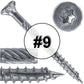 #9 Silver Star Stainless Steel Wood Screw Torx/Star Drive Head - Grade 300 Series Stainless Steel Torx/Star Drive Wood Screws