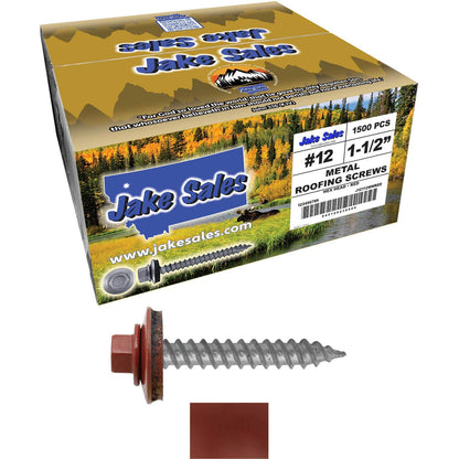 #12 x 1-1/2"  RE-GRIP METAL ROOFING SCREWS - Hex Washer Head - Self starting/self tapping - EPDM washer. Colored head.