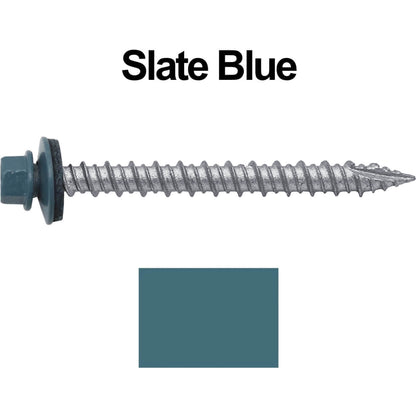 #10 x 2" Metal ROOFING SCREWS - Hex Washer Head - Self starting/self tapping - EPDM washer. Colored head.