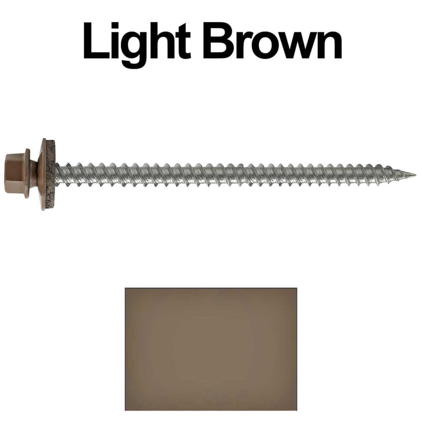 #9 x 3" Stainless Steel Metal Roofing Screws - Hex Washer Head - Self starting/self tapping - EPDM washer. Colored head.