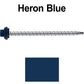 10 X 3" Zinc Aluminum Cap MINI-DRILLER Roofing Screws HI-LO THREAD Zinc Plated Carbon Steel Shank - EPDM Washer - Colored head