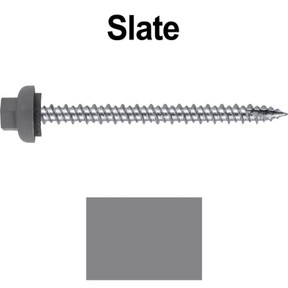 10 X 2-1/2" HI-LO Zinc Aluminum Cap Metal Roofing Screws - Hex Washer Head - Self starting/self tapping - EPDM washer. Colored head.