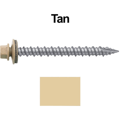 #10 x 2" Metal ROOFING SCREWS - Hex Washer Head - Self starting/self tapping - EPDM washer. Colored head.