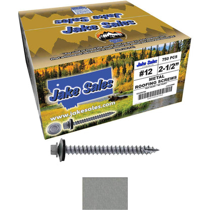 #12 x 2-1/2" RE-GRIP METAL ROOFING SCREWS - Hex Washer Head - Self starting/self tapping - EPDM washer. Colored head.