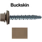 #10 x 1-1/2" Mini Driller Sheet Metal Roofing Screw - Hex Washer Head -  Self starting metal to wood siding screws. EPDM washer. Colored head.