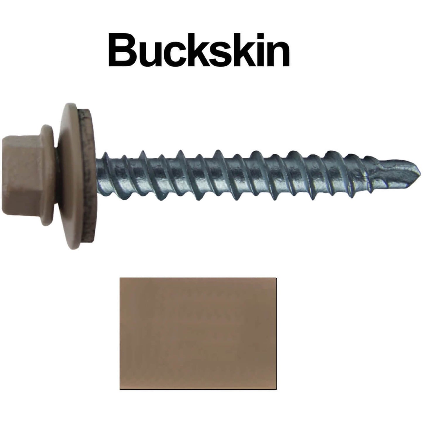 #10 x 1-1/2" Mini Driller Sheet Metal Roofing Screw - Hex Washer Head -  Self starting metal to wood siding screws. EPDM washer. Colored head.