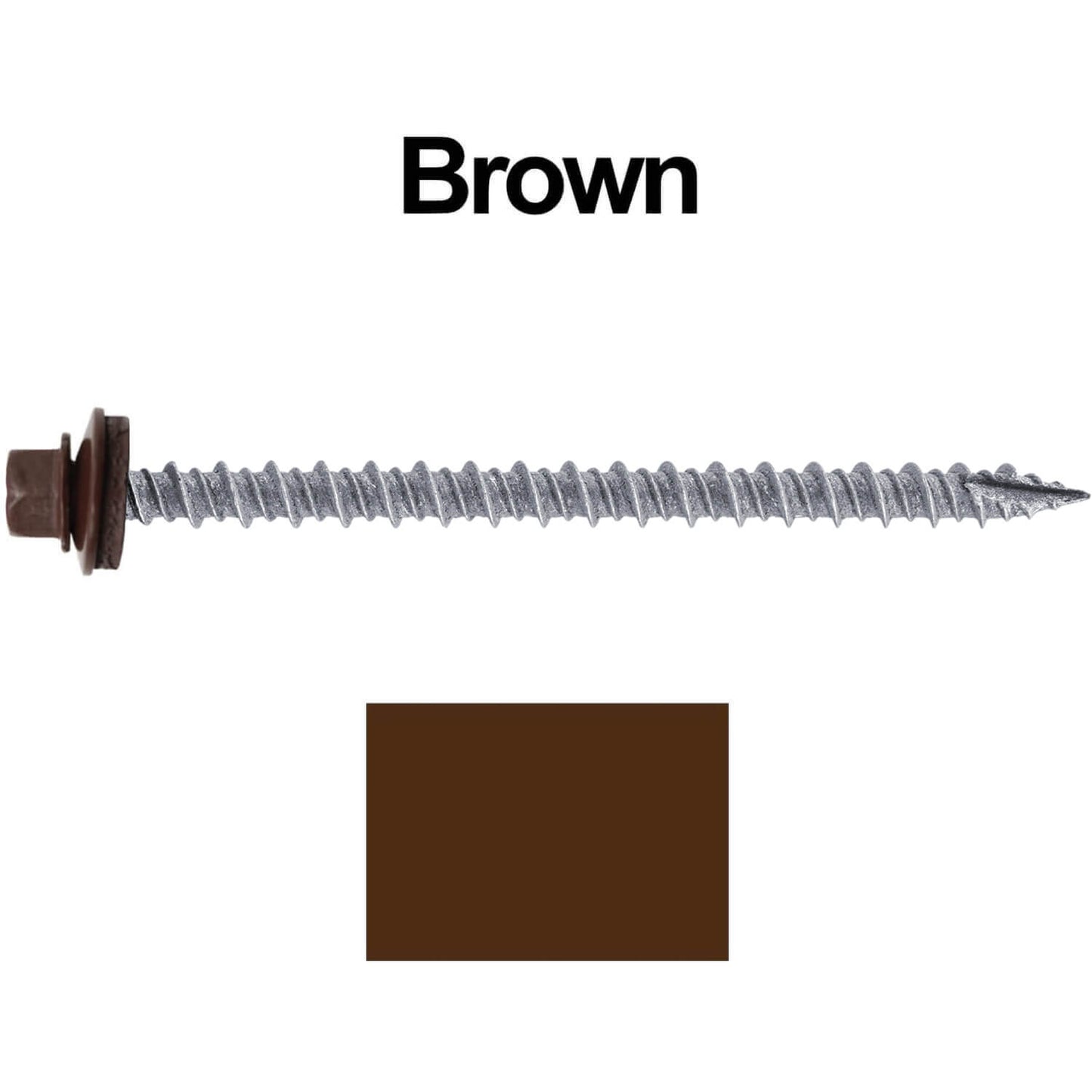 #10 x 3" Metal ROOFING SCREWS - Hex Washer Head - Self starting/self tapping - EPDM washer. Colored head.