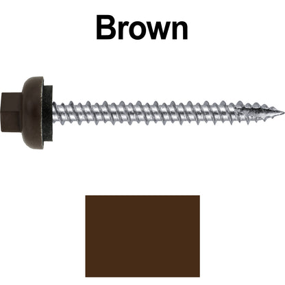 10 X 2“ HI-LO Zinc Aluminum Cap Metal Roofing Screws - Hex Washer Head - Self starting/self tapping - EPDM washer. Colored head.