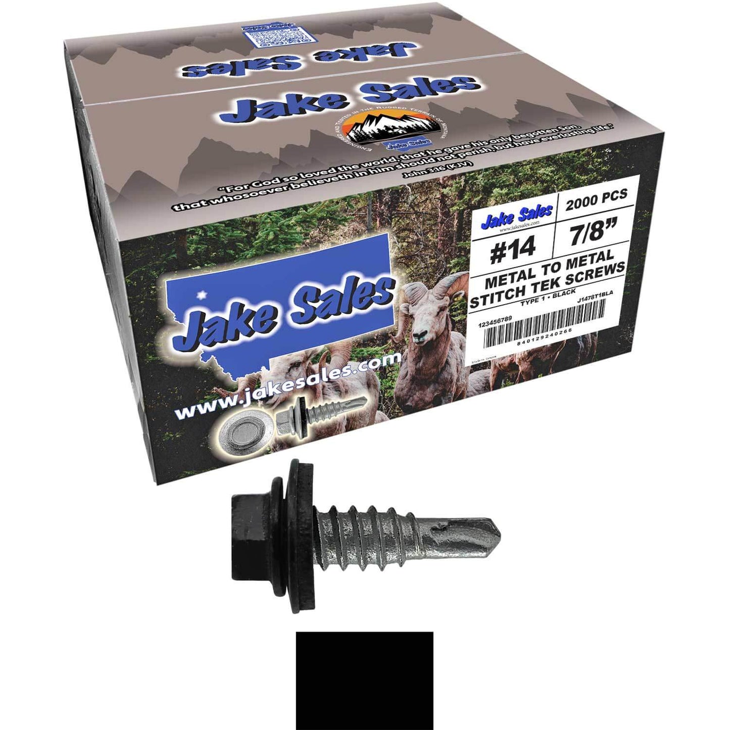 #14 x 7/8" Stitch Tek Metal to Metal Type #1 Roofing Screws - Hex Washer Head - Drill Point - 9/16" EPDM washer.