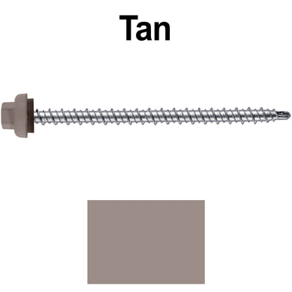 10 X 3" Zinc Aluminum Cap MINI-DRILLER Roofing Screws HI-LO THREAD Zinc Plated Carbon Steel Shank - EPDM Washer - Colored head