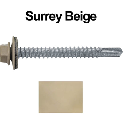 #12 x 2" Metal to Metal Type #3 Metal Roofing Screws - Hex Head Drill Point - 9/16" EPDM Washer.