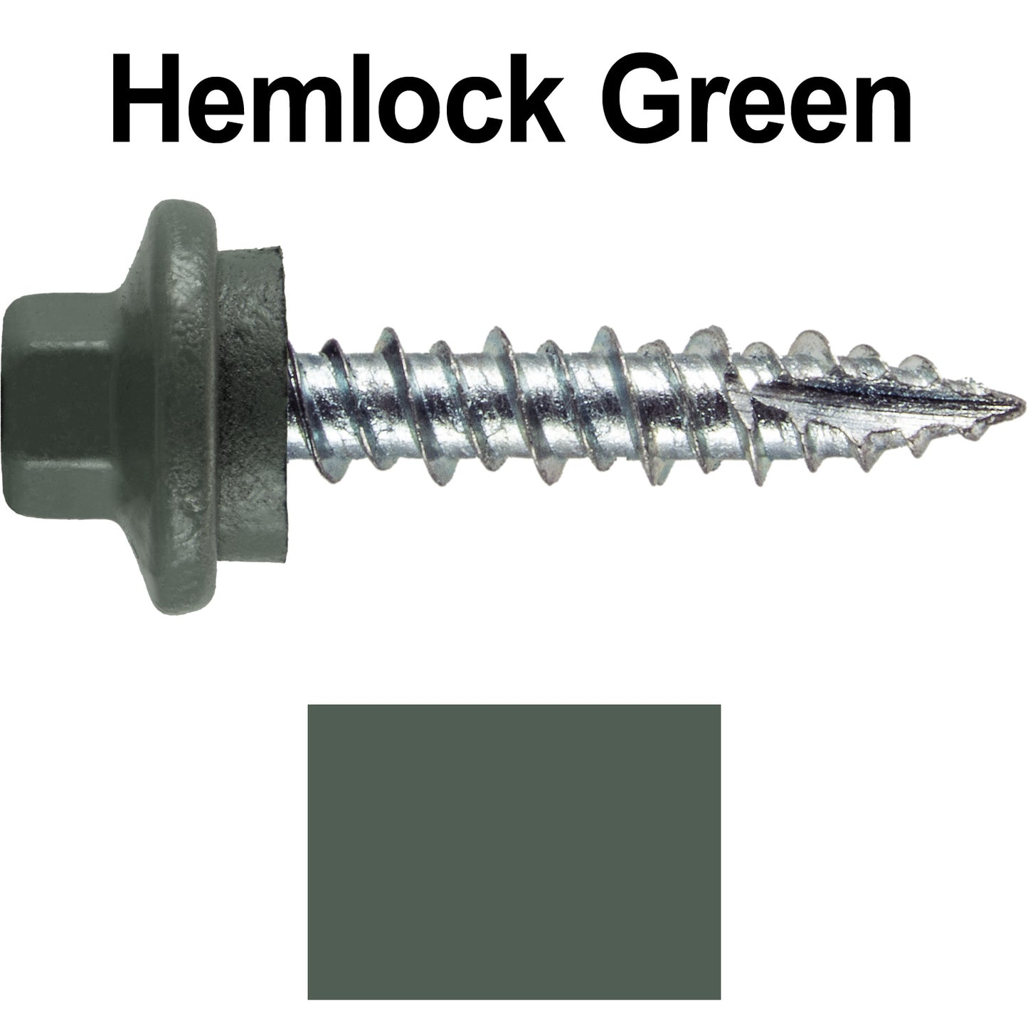 10 x 1" - STAINLESS HEX / ZINC Sheet Metal Roof Screw. Self starting metal to wood siding screws. EPDM washer. Colored head.