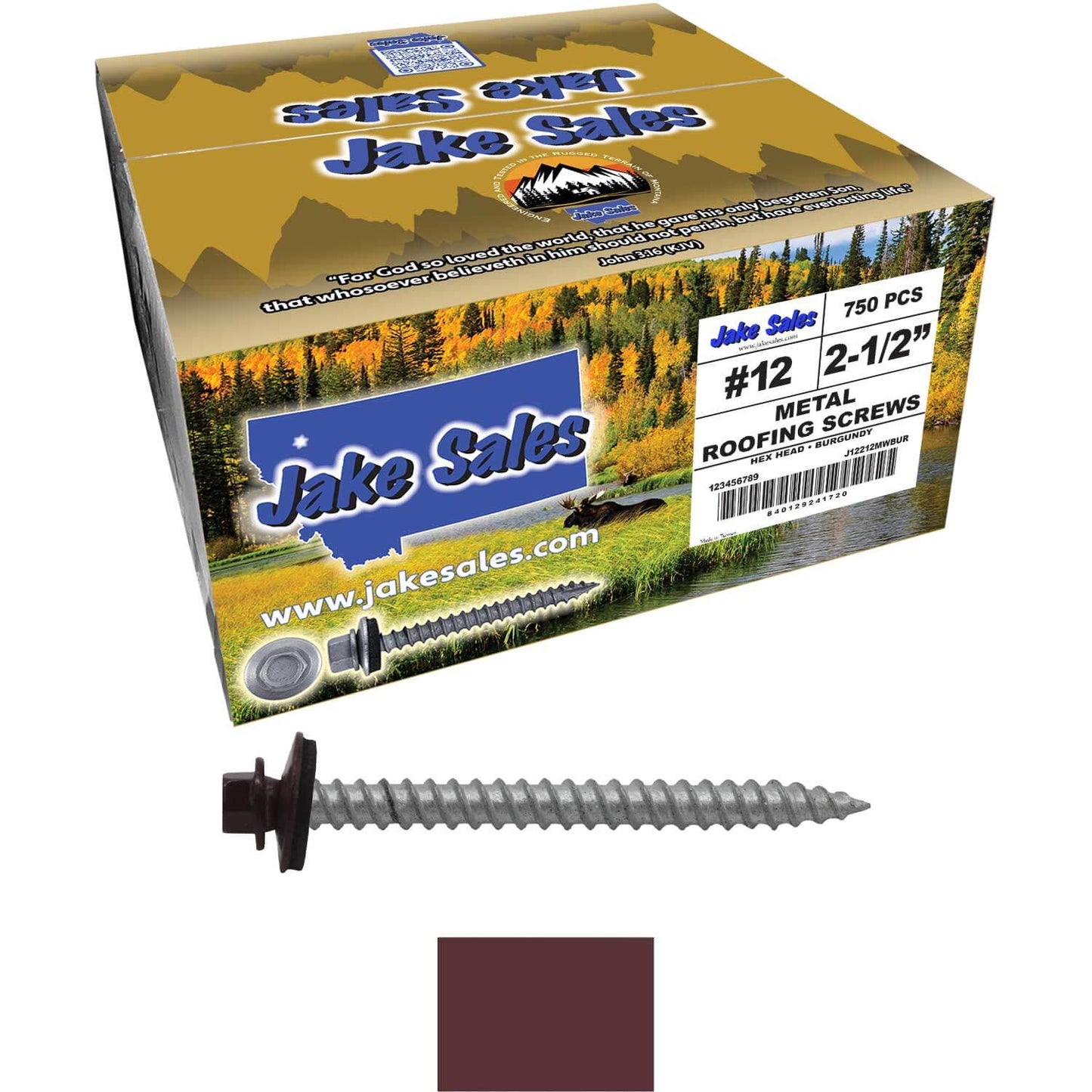 #12 x 2-1/2" RE-GRIP METAL ROOFING SCREWS - Hex Washer Head - Self starting/self tapping - EPDM washer. Colored head.