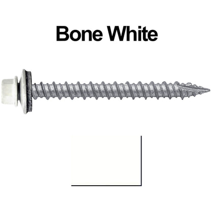 #10 x 2" Metal ROOFING SCREWS - Hex Washer Head - Self starting/self tapping - EPDM washer. Colored head.