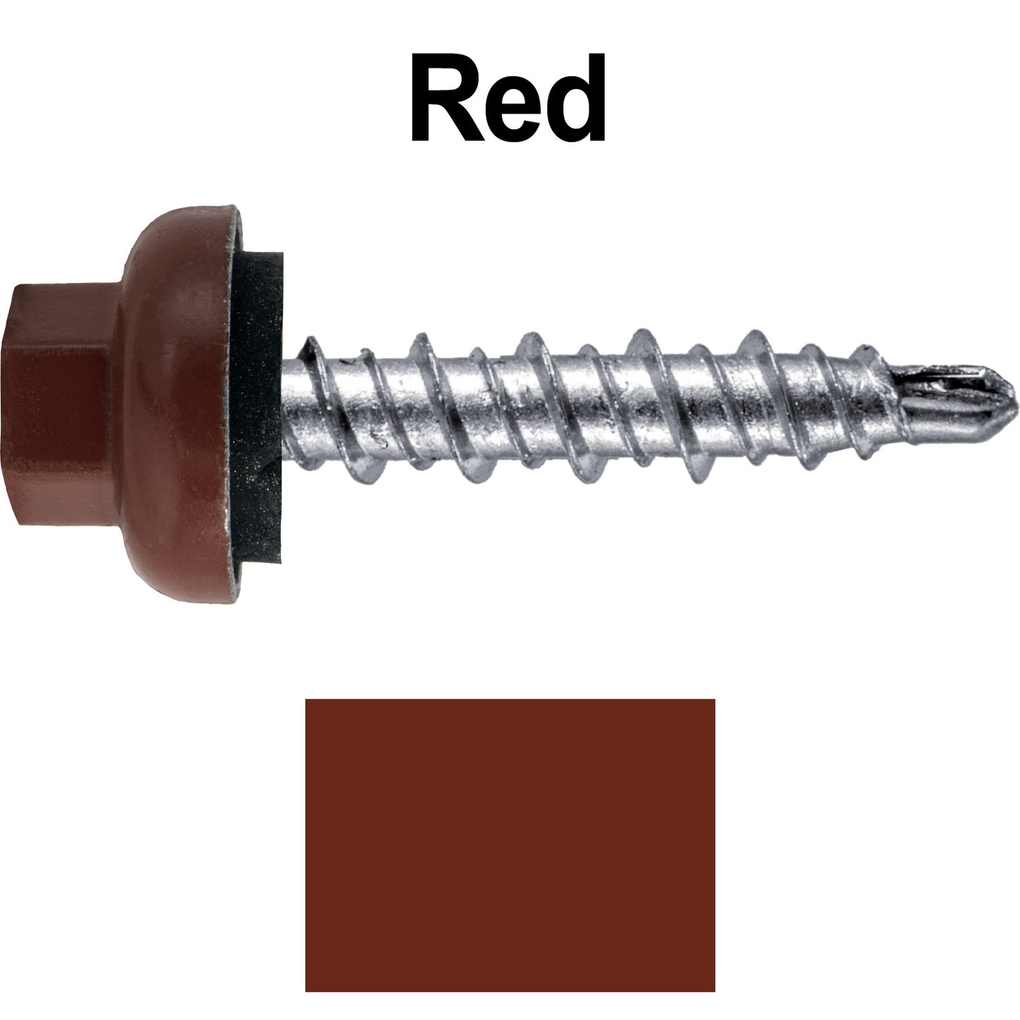 10 X 1" Zinc Aluminum Cap MINI-DRILLER Roofing Screws HI-LO THREAD Zinc Plated Carbon Steel Shank - EPDM Washer - Colored head