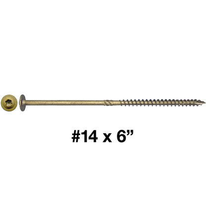 #14 Construction Lag Screws - Exterior Coated Torx/Star Drive Heavy Duty Structural Lag With Modified Truss Washer Head