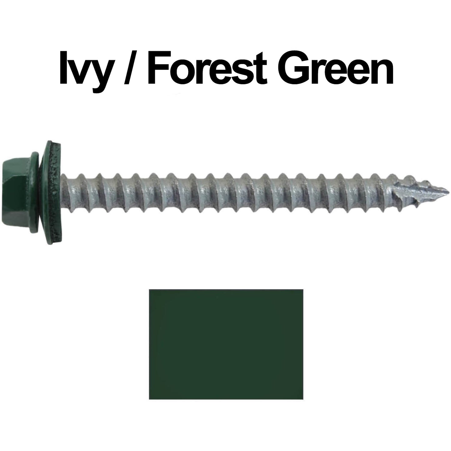 #14  x 2-1/2" Metal ROOFING SCREWS - Hex Washer Head - Self starting/self tapping - EPDM washer. Colored head.