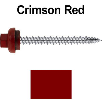 10 X 2“ HI-LO Zinc Aluminum Cap Metal Roofing Screws - Hex Washer Head - Self starting/self tapping - EPDM washer. Colored head.