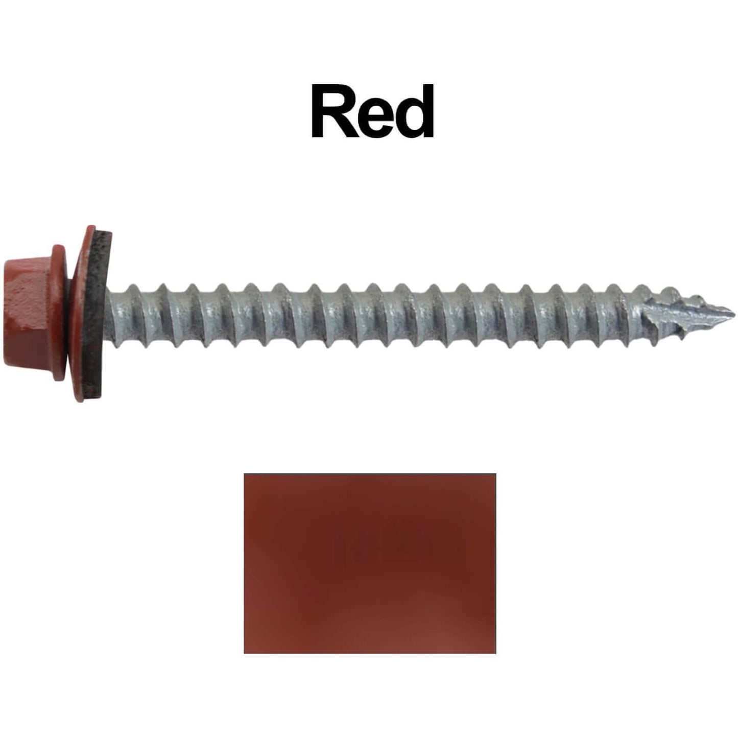 #14  x 2-1/2" Metal ROOFING SCREWS - Hex Washer Head - Self starting/self tapping - EPDM washer. Colored head.