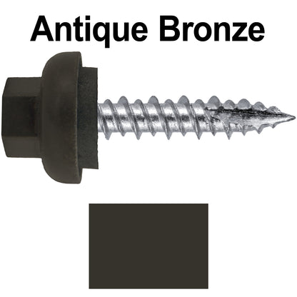 #10 X 1" HI-LO Zinc Aluminum Cap Metal Roofing Screws - Hex Washer Head - Self starting/self tapping - EPDM washer. Colored head.