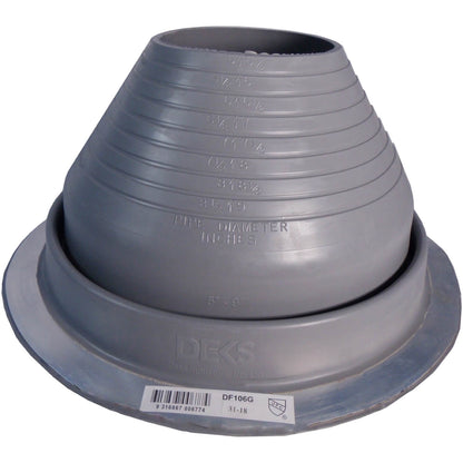 Dektite GRAY EPDM Flexible Round Pipe Flashing - Metal Roof Jack Pipe Boot - Metal Roofing Pipe Flashing