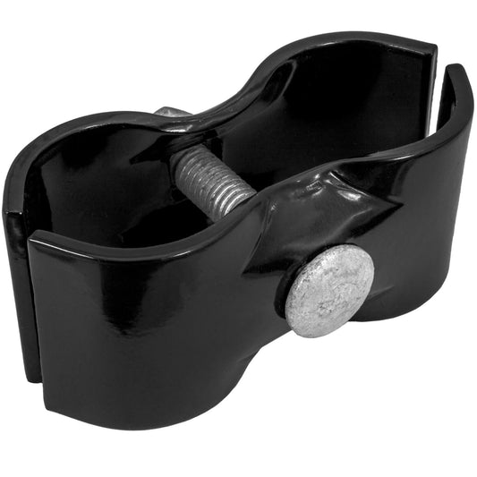 Black Powder Coated Chain Link Fence Panel Clamps with Bolts & Nuts - Saddle Clamps for Dog Kennels and Temporary Fencing
