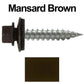 #9 x 1" Stainless Steel Metal Roofing Screws - Hex Washer Head - Self-Piercing (SP) tip metal to wood siding screws. EPDM washer. Colored head.
