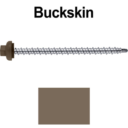 10 X 3" Zinc Aluminum Cap MINI-DRILLER Roofing Screws HI-LO THREAD Zinc Plated Carbon Steel Shank - EPDM Washer - Colored head