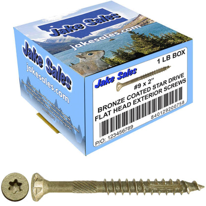 #9 x 1-1/2" - 3-1/8" Bronze Exterior Coated Wood Screw Torx/Star Drive Head - Multipurpose Exterior Coated Torx/Star Drive Wood Screws